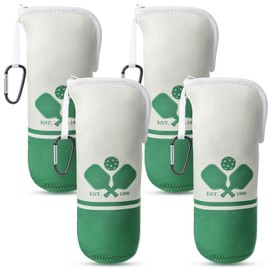 Simgoing 4 Pcs Tennis Holder Compatible with Pickleball Ball Holder Storage Bag 10 x 4.7 Inches Portable Tennis Pouch with Hook for Fence Backpack Ball Sports Accessory