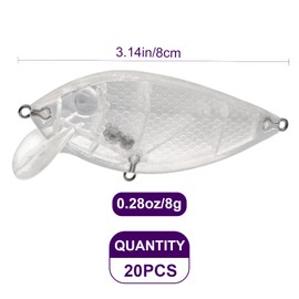 Ghanneey Lures Blanks Crankbait, 20pcs Blanks Fishing Lures Kit Fishing Topwater Unpainted Fishing Baits Fishing Topwater Fishing Lure for Saltwater and Freshwater