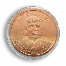 Generic 5 oz Copper President Trump round medal capsule display