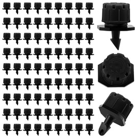 VooGenzek 90 Pieces Adjustable Watering Dripper Sprinkler, Plastic Micro Flow Sprinkler for Irrigation, Drip Irrigation, 8-Hole Anti-Clogging Emitter Dripper for Garden, Lawn, Black