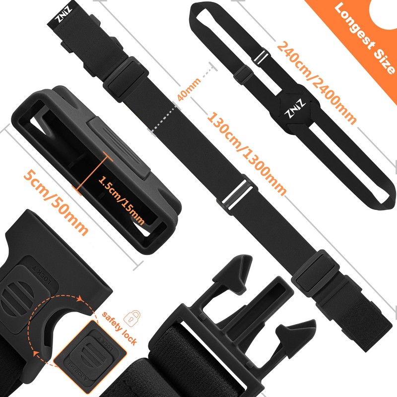 ZINZ Suitcase Strap, Highly Elastic Suitcase, Adjustable Belt Bag, Bungees