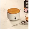 Bialetti Y0TZ102 Zuccheriera (con Coperchio Bamboo), Porcellana, White