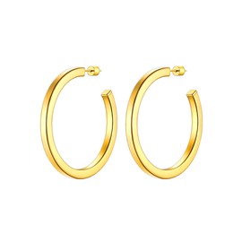 Gold Large Hoop Earrings for Women Big Open Earrings Lightweight Hypoallergenic 60MM Gold Plated