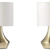 ONLI Gold Table Lamp in Satin Metal and White Fabric