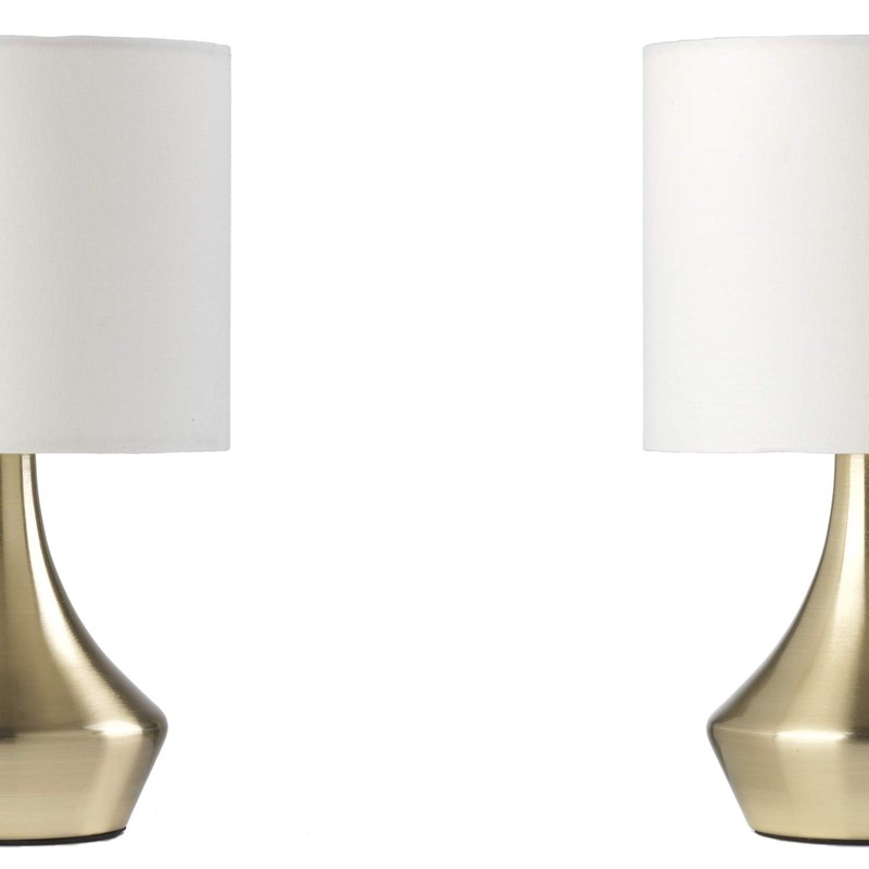 ONLI Gold Table Lamp in Satin Metal and White Fabric