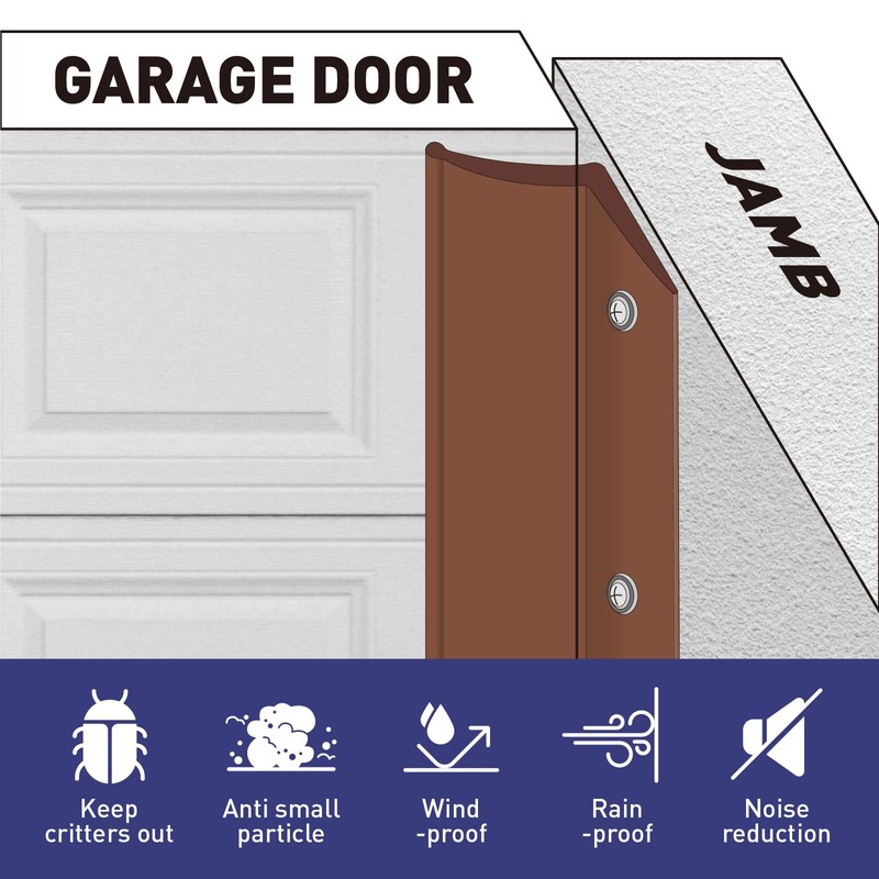 FOSLUOC Garage Door Seal Top and Sides Seal Strip Brown