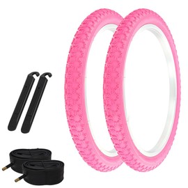 Pair of All Pink Bicycle PRO+ BMX Tires W/Tubes & TIRE LEVERS in 20 X 2.125 COMP III Tread