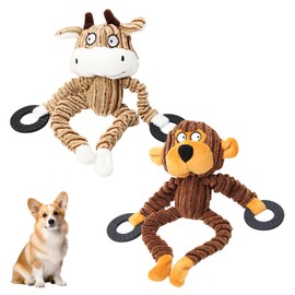 Eclove Interactive dog toys, Squeaky Plush Toy for Puppy, Durable Rubber Ring Dog Toy,Monkey Plush Chew toys for washable, small, medium dog, Making Fun and Avoiding Boredom (monkey)