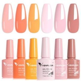 VENALISA Orange Gel Nail Polish Set, 6 Colors Coral Pink Orange Yellow Gel Polish UV Gel Soak Off For Nail Salon DIY Home Manicure
