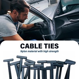 Universal Cable Tie Buckles, 100-Pack, Heavy Duty Self-Locking Nylon Zip Ties with Pin Design, Black, for Auto Repair and Cable Management (100)