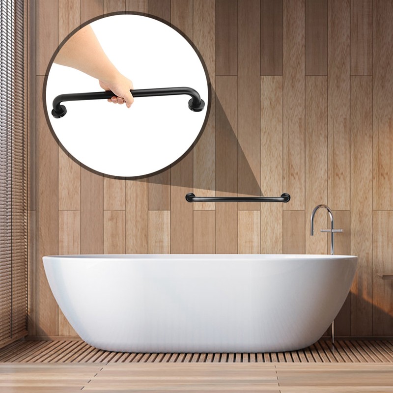 Black Space Aluminum Anti‑Skid Bathtub Handle Handrail Safety Grab Bar