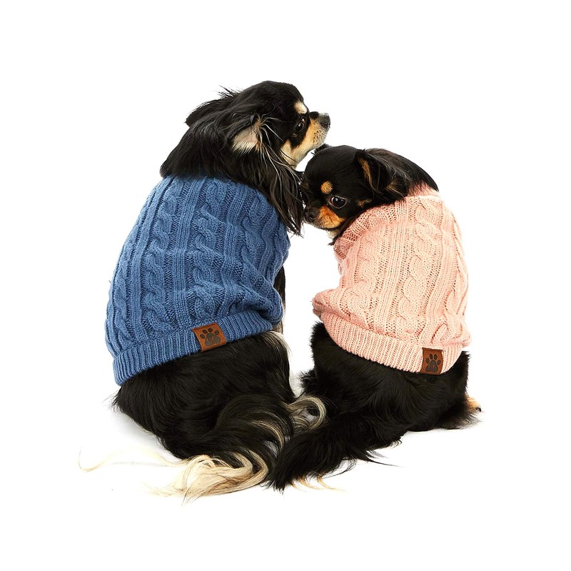 C.C Pet Solid Ribbed Cable Knit Pullover Winter Clothes Dog