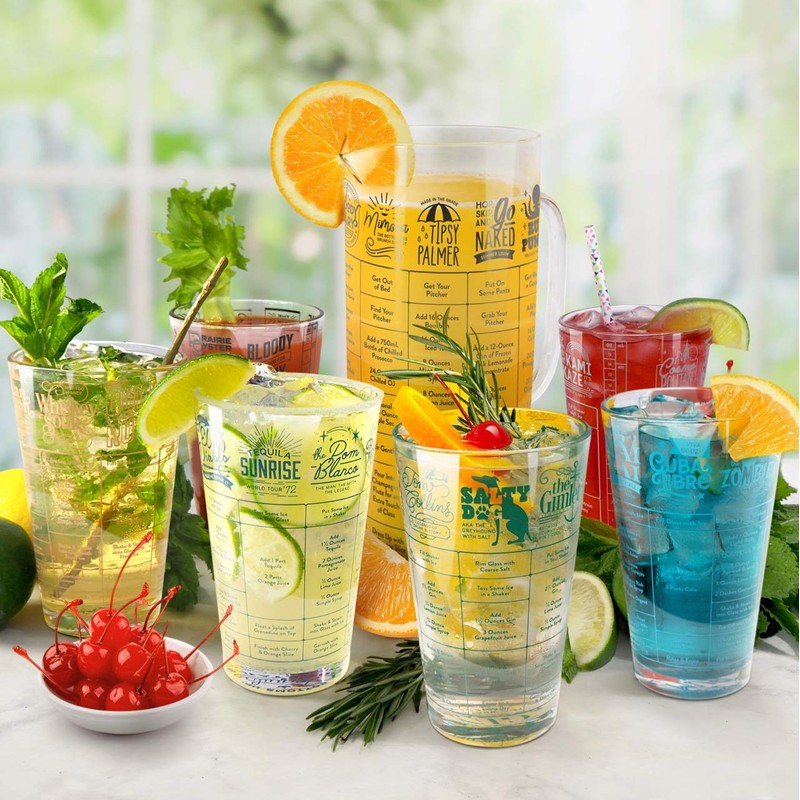 Genuine Fred Fred GOOD MEASURE Cocktail Recipe Glass, Hangover