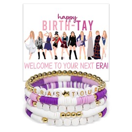 FUNTE Purple Purple Bracelet 5pcs Friendship Bracelets With Birthday Card Tour Friendship Bracelets Jewelry Gifts for Women Girls
