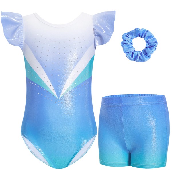 Gogokids Girls' 3-Piece Flutter Sleeve Gymnastics Set - Children's Gymnastics