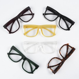 BFOCO Oversized Reading Glasses Metalless Screwless Spring Hinges 6 Pack Readers for Men Women (+3.00)