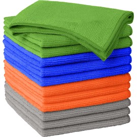 True Face Microfibre Cloth 12 Pack All-Purpose Cleaning Cloths for Cars, House, Kitchen, Windows, Soft & Absorbent Lint Free Streak 32x32 CM Multi-Colour