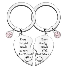 JETTOP Best Friend Gift Keyring Friendship Gift for Women Every Tall Girl Needs A Short Best Friend BFF Birthday Christmas Keychain