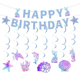 Mermaid Happy Birthday Banner Set, Mermaid Banner Mermaid Banner Birthday Happy Birthday Mermaid Banner Mermaid Birthday Bunting Mermaid Party Decorations Colorful Mermaid Party Decorations