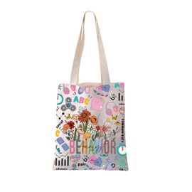 JYTAPP Behavior Analyst Tote Bag Therapist Gift BCBA ABC Behavior Specialist Gift Special Education Teacher Thank You Gift, Beige