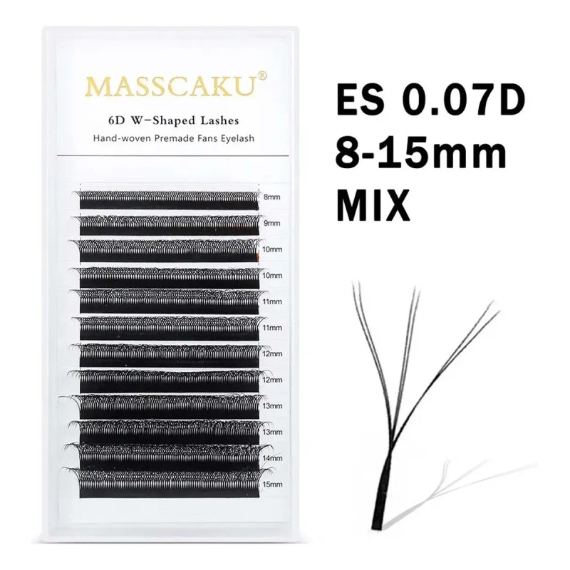 Extensiones De Pestañas W Shape 6d Double Tip 8-15mm Mix