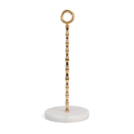 Y Luxe Marble Countertop Paper Towel Holder - Elegant Kitchen/Bathroom Accessory -Standing Paper Towel Holder, Kitchen Paper Towel Roll Holder- for Bathroom Kitchen Countertop (White-Gold)