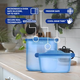 Ziploc Endurables - Bolsa mediana, 2 tazas, 16 onzas líquidas, silicona reutilizable, de congelador, al horno, a la mesa, paquete de 2, 341525