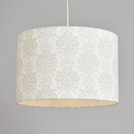 Litecraft Light Shade 30 cm Damask Print Easy Fit Ceiling Lampshade - Grey
