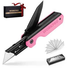 WORKPRO 2-in-1 Folding Knife/Utility Knife, Wood Handle, G10 Handle
