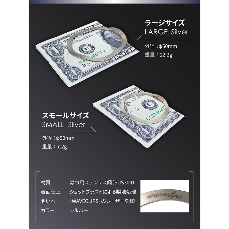 Waveclips Money Clip, Made in Japan, Industrial Spring Supporting State-of-the-Art