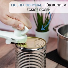 Westmark Dosenöffner manuell - Sicherheitsdosenöffner inkl. Zange - großer Drehknauf für sichere Handhabung - Edelstahl/Kunststoff (weiß)