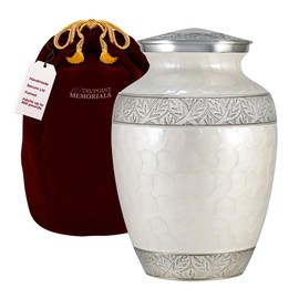 Trupoint Memorials Cremation Urns for Human Ashes - Decorative Urns, Urns for Human Ashes Female & Male, Urns for Ashes Adult Female, Funeral Urns - White, Extra Large