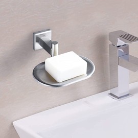 Leyden Bathroom Toilet Soap Dish, Silver Soap Holder for Shower Stainless Steel Wall Mount Brushed Nickel Finish Rustproof