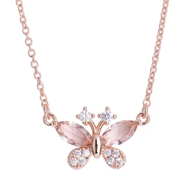 LuckyLy Collar para Mujer de Mariposa con Cristal y Zirconia Cúbica, Cadena y Dije con Baño de Oro Rosa 14k – Joyería Ideal como Regalos para Mujer Originales y Regalos para Mamá, Modelo Gina