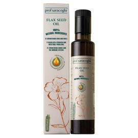 Prof Saracoglu Flaxseed Oil – Cold Pressed & Solvent-Free, Plant-Based Omega 3 Source with Lignans and Carotenoids, Vegan Oil for Daily Wellness, 8.45 fl oz