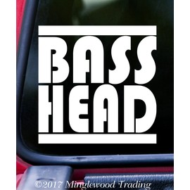 Minglewood Trading White - Bass Head 5" x 5" Vinyl Decal Sticker -V1- EDM Music Speaker Basshead Head Banger - 20 Color Options