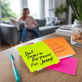 Post it Sticky Notes Bright | Square Shape Sticky Pads | To Do List | Notepads for Home, Office and School | Memo Pads | Pack of 6 | 76mm x 76mm 100 Sheets Per Pad