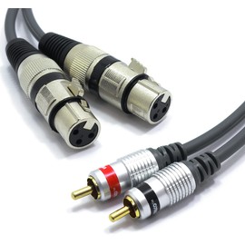 VITALCO 2x XLR Female to 2x RCA Stereo Cable 3 m Microphone Cable 3-Pin to RCA Adapter