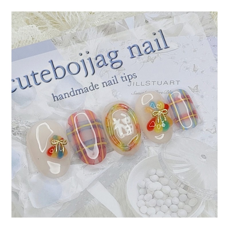  New Year's Lucky Bag Handmade Nail Tips - Square