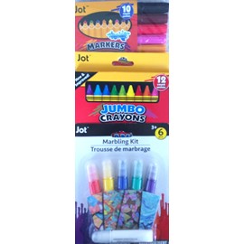 JOT BACK TO SCHOOL BUNDLE 12COUNT CRAYONS 6COUNTMARBLING KIT JOT 10 COUNT COLORED MARKERS