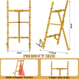 MorningRo Gold Metal Easel Stand 6 x 4 x 3 Inch Gold Bamboo Table Top Easel for Display Metal Tripod Picture Photo Frame Modern Book Plate Desktop Holder Stand Wedding Sign