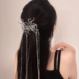 Wiwpar-Clips de mariposa Mariposa Cadena de borla larga Pinza de pelo Brillante Decorativo Pasadores de pelo Mariposa Pinza de captura de pelo Accesorios para el cabello para mujeres Niñas Novia Boda