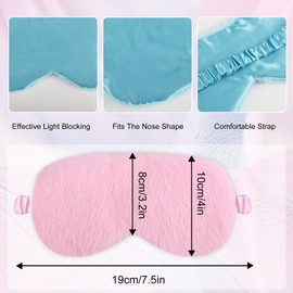 Yihurlm 6Pcs Plush Eye Mask,Furry Sleep Masks,Soft Sleeping Blindfold with Elastic Strap & Satin Back,Faux Fur Eye Covers Night Eyeshade for Girls Women Sleep Travel Nap Sleeping,6 Colors
