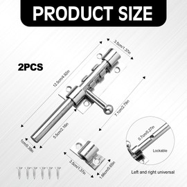 2PCS 5 Inch Door Lock Bolt Door Bolt Gate Bolts for Wooden Gates Stainless Steel Door Latch Heavy Duty Door Bolt Latch,Barrel Sliding Lock Security Lock Latch for Bathroom,Bedroom,Garden Doors