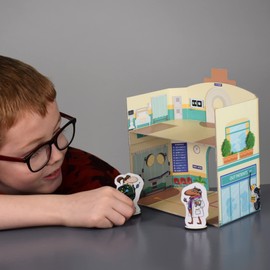 Planet Town Build and Play Cardboard Playset Toy Eco Friendly Kit | Fun Gift for Kids, Girls & Boys Age 5+ | UK Made (Hospital)