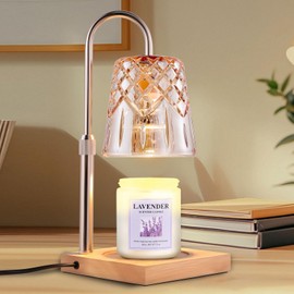 GITRANG Candle Warming Lamp with Timer Dimmer, Adjustable Height Electric Wax Melt Warmer for Jar Candles with 3 Bulbs, Mother's Day Women's Home Decor Gift, Champagne Color Pole with Square Base