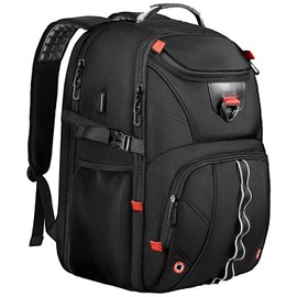 Z-MGKISS Spacious Men's Travel Backpack, 18.4"-19" Gaming Laptop Rucksack, Extra Large TSA-Approved Anti-Theft Daypack for Work, Gym & College, Black