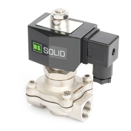 U.S. Solid 1/2" Stainless Steel Solenoid Valve -110V 120V AC, Normally Open, 145 PSI Electric Valve for Water, Air, Diesel