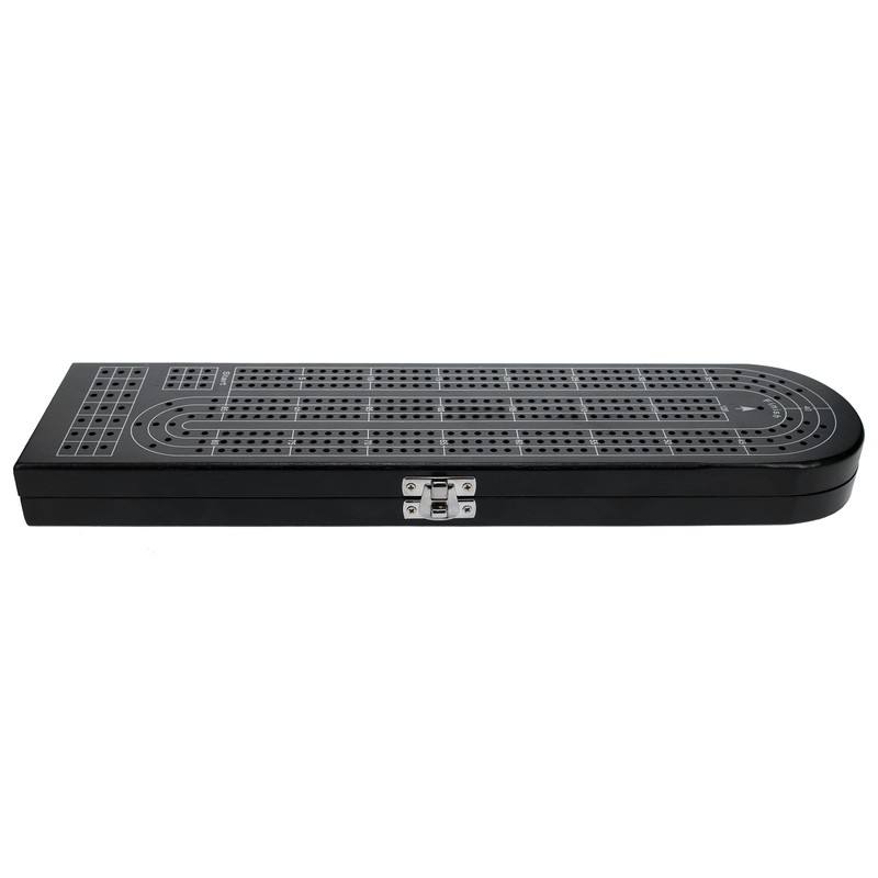 Pacific Shore Games Wooden Cribbage Board Game Set, Black Stained