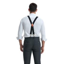 KRICJYH Black Suspenders for Men Heavy Duty with Hooks Adjustable X Back Braces